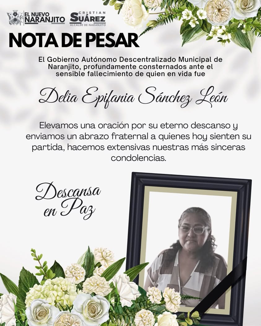 Alcaldía de Naranjito lamenta fallecimiento de Delia Epifanía Sánchez León