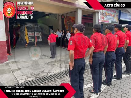Bomberos de Naranjito iniciaron semana con himno nacional y acto cívico