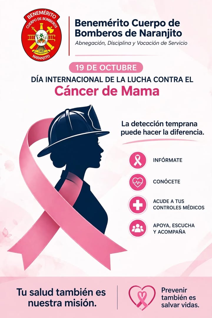 Bomberos de Naranjito promueven prevención del cáncer de mama este 19 de octubre