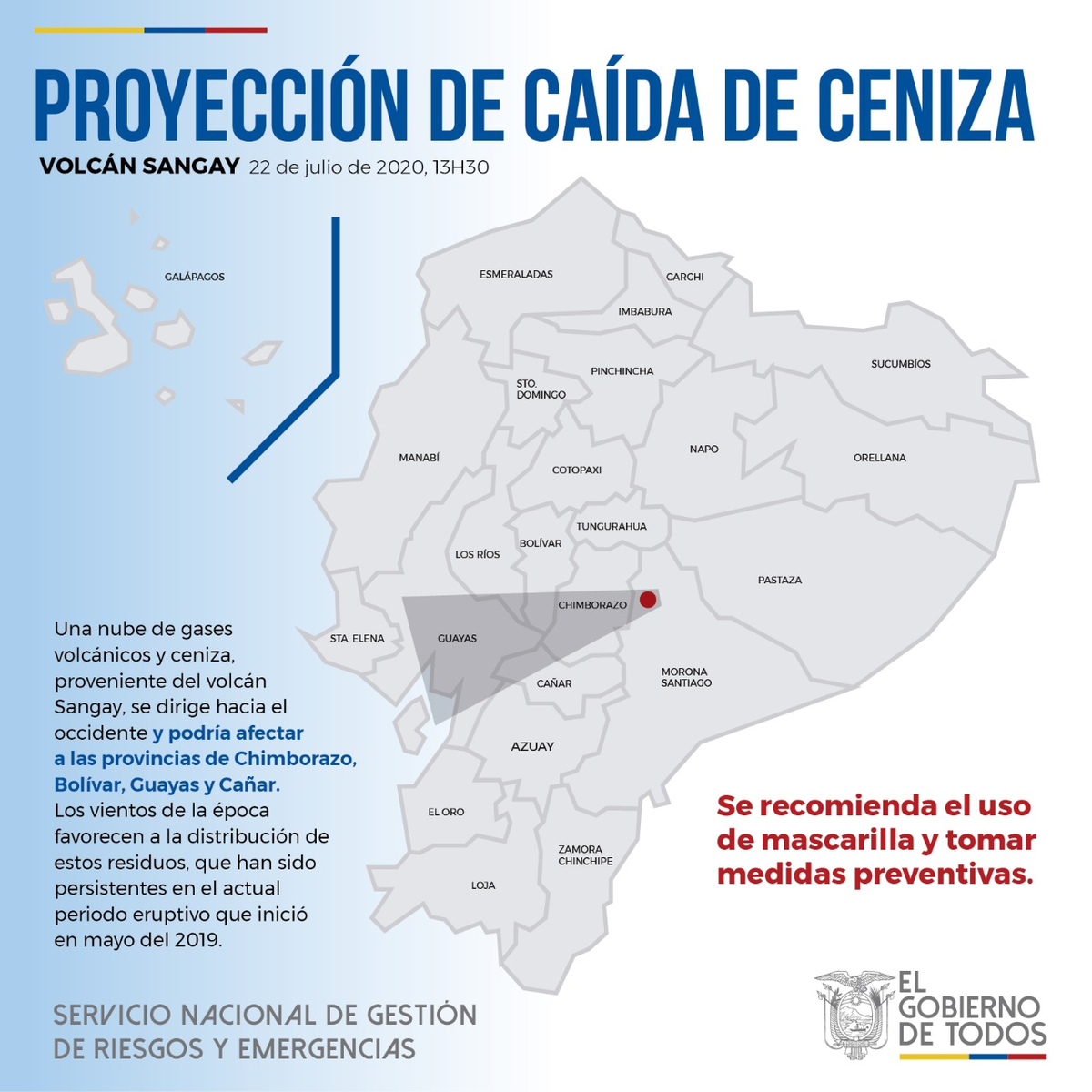 Volcán activo: Guayas entre las provincias con riesgo de caída de ceniza