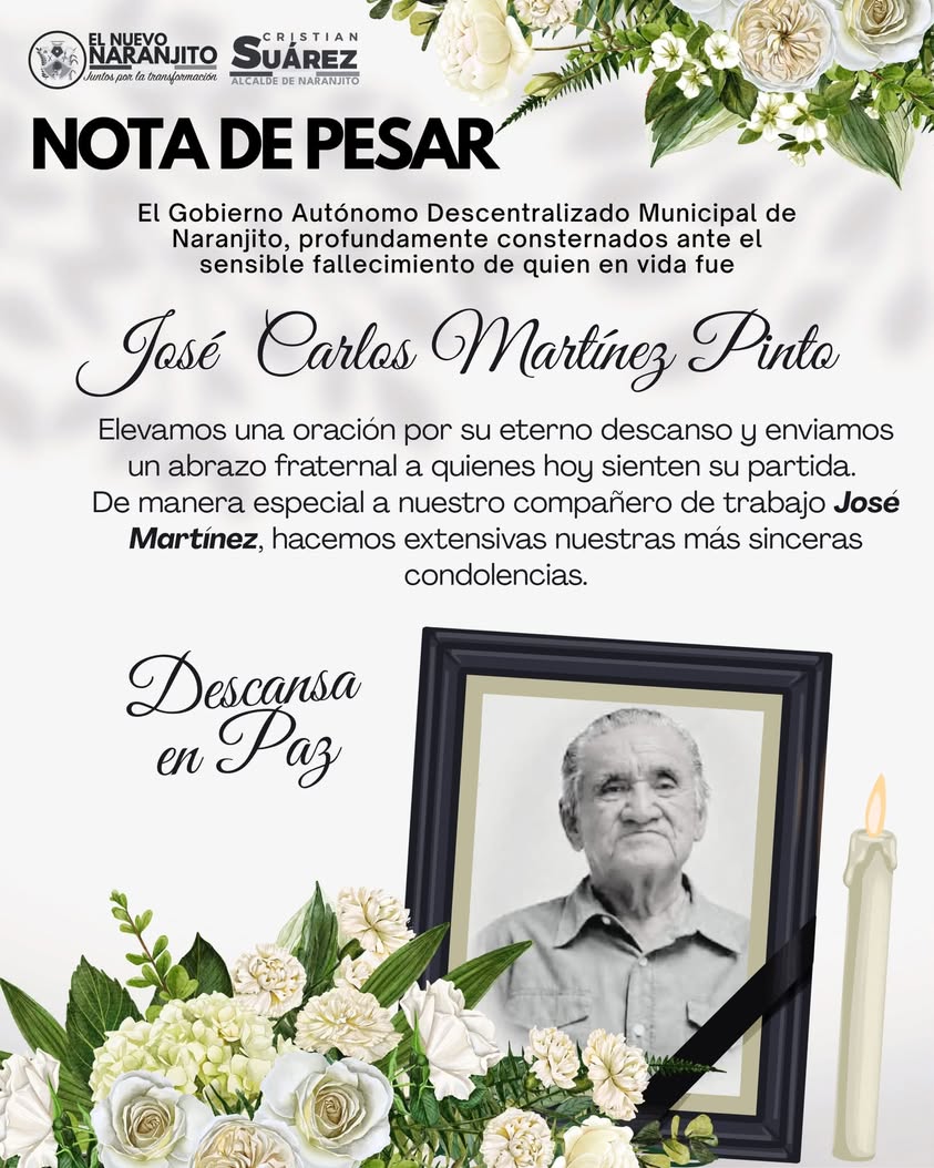 Alcaldía de Naranjito lamenta fallecimiento de José Martínez Pinto