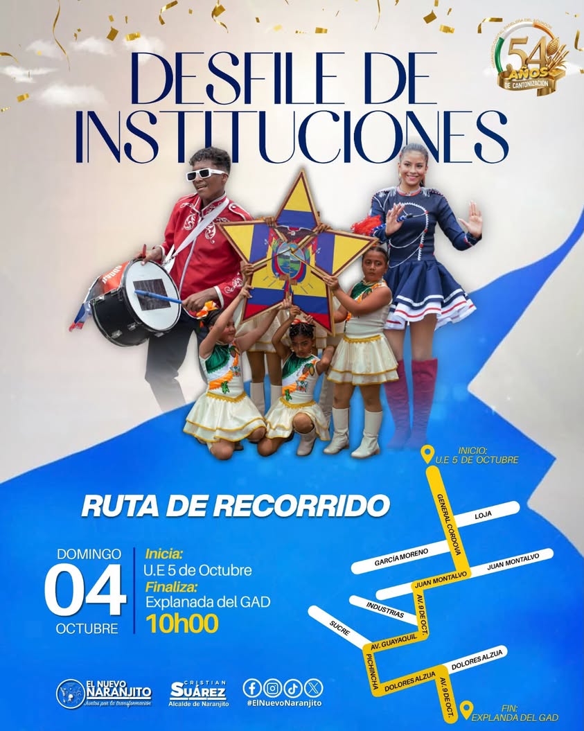 Desfile de instituciones celebra 54 años de Naranjito este domingo